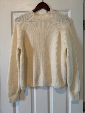 Halogen Cream Ribbed Mock Neck Sweater